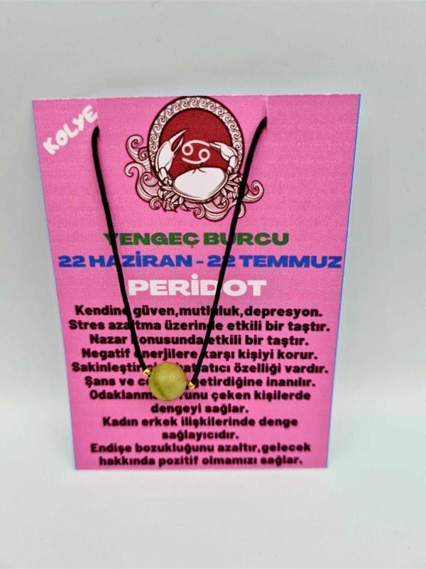Sertifikalı Yengeç Burcu Peridot Taşı Doğal Taş Kolye - Image 1