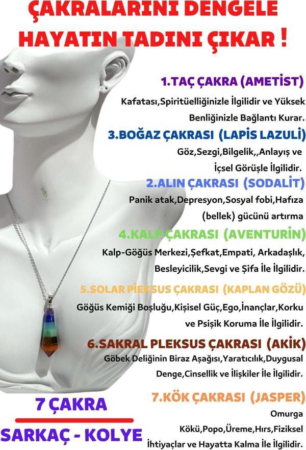 Sertifikalı Pandül Kesim 7 Çakra Doğal Taş Kadın Kolye Sarkaç Özel Kesim Kolye Zinciri Hediyeli - Image 1