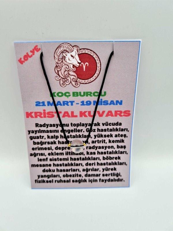 Sertifikalı Koç Burcu Kristal Kuvars Taşı Doğal Taş Kolye - Image 1