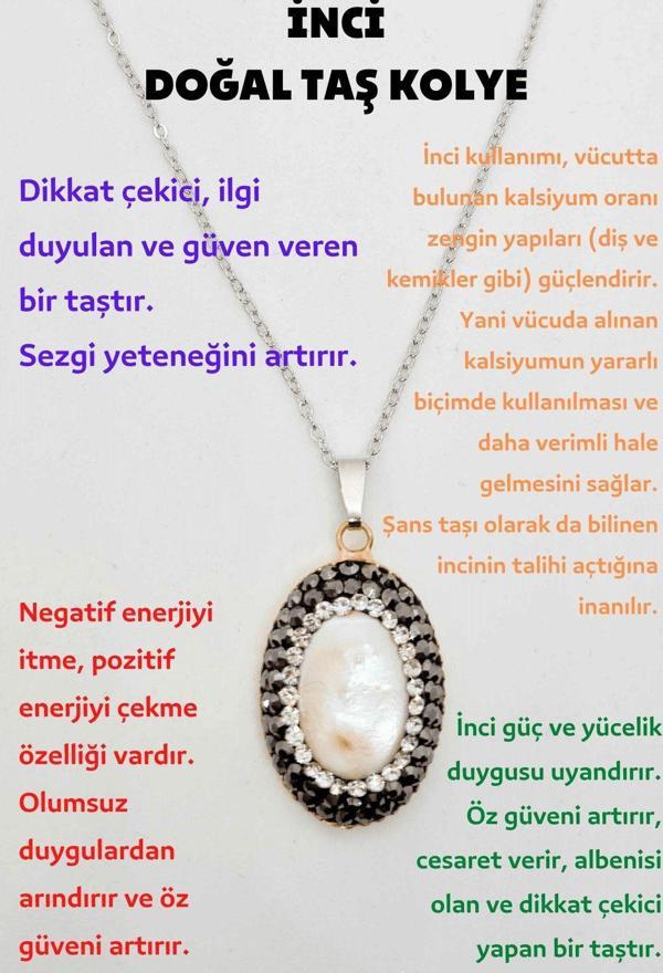 Sertifikalı Doğal Inci Kolye Zirkon Taş Işlemeli Özgüven Cesaret Güven - Image 1