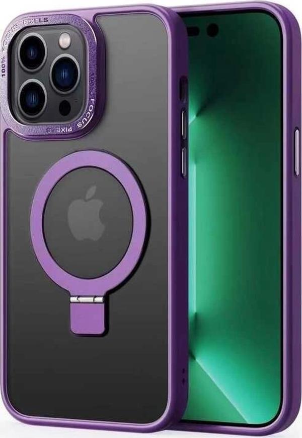 Apple iPhone 14 Pro Max Kılıf M-safe Wireless Şarj Özellikli Standlı Zore Ting Kapak - Image 1