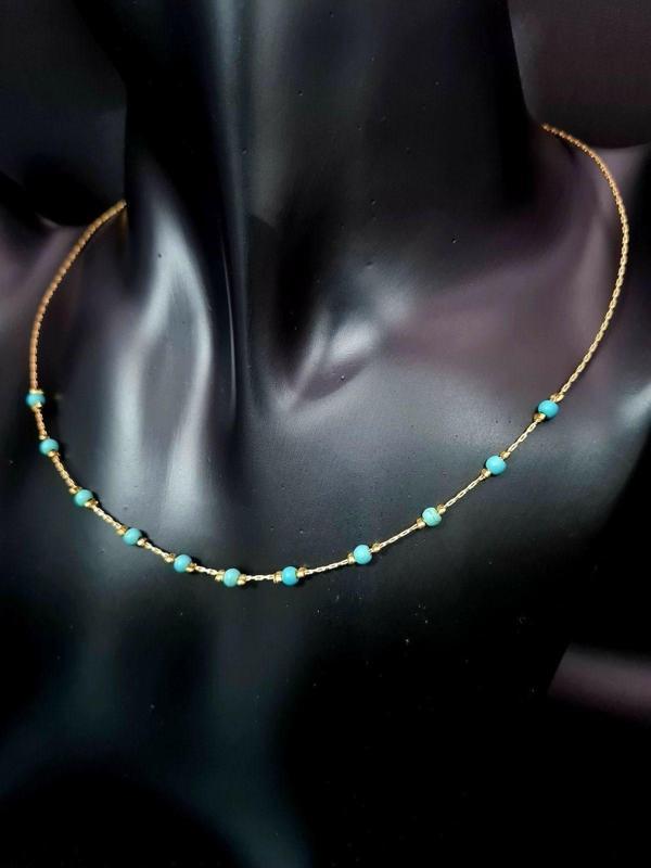 Sertifikalı Doğal Turkuaz Taşı Tasarım Kolye Aaa Kalite El Yapımı - Image 1