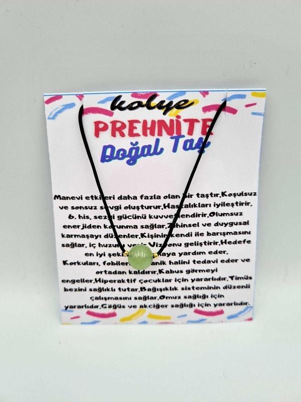 Sertifikalı Prehnite Taşı Kolye Ayarlanabilir Orijinal Doğal Taş Çok Fonksiyonlu Kolye 8mm - Image 1