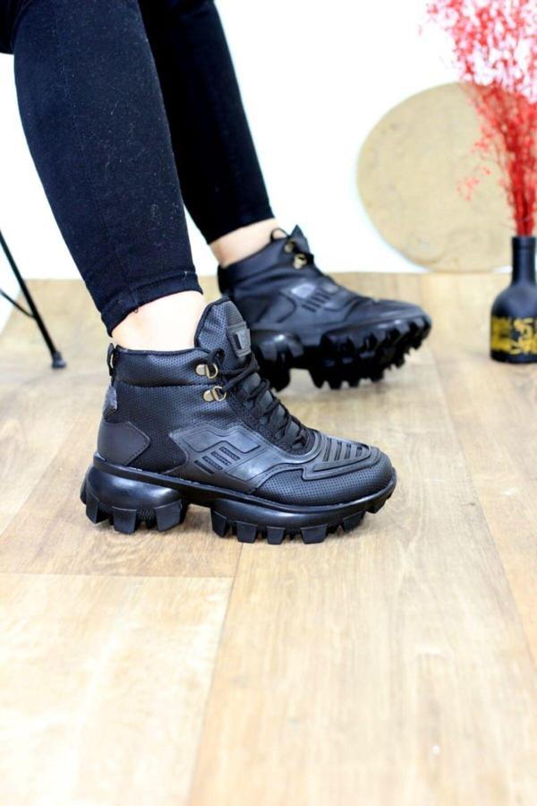 Bay Armedon Kışlık Bot Siyah Dozer Taban Unisex Günlük Spor Bot Su Geçirmez 37 - Image 1