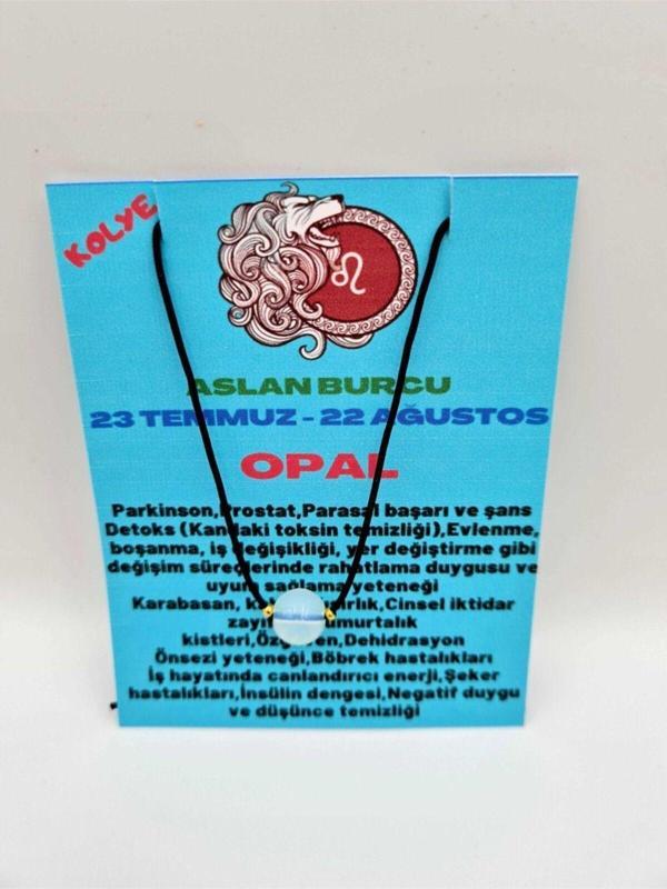Sertifikalı Aslan Burcu Opal Taşı Doğal Taş Kolye - Image 1