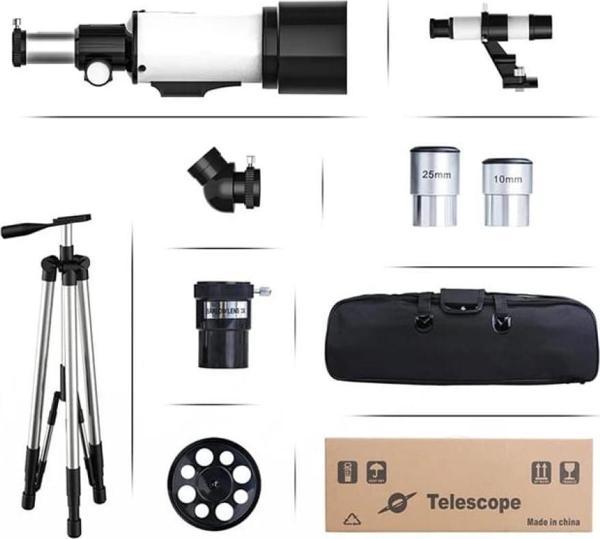 Büro Ev Ofis Yazlık Kamp Hediyesi için 400x70 15-150x Adaptörlü Refrakter Teleskop Seti - Image 1
