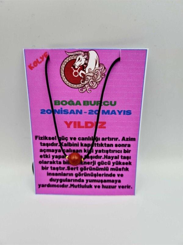 Sertifikalı Boğa Burcu Yıldız Taşı Doğal Taş Kolye - Image 1