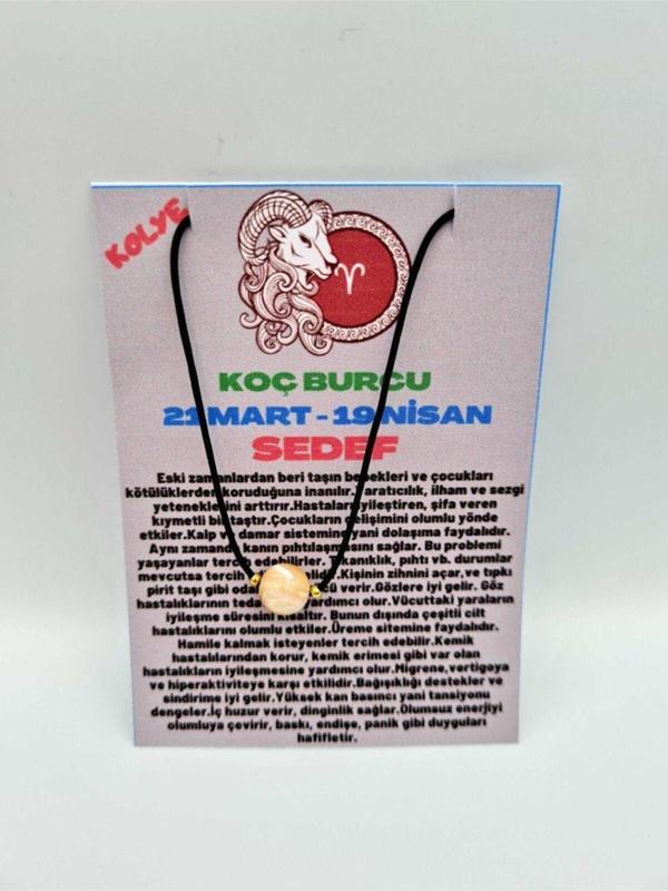Sertifikalı Koç Burcu Sedef Taşı Doğal Taş Kolye - Image 1
