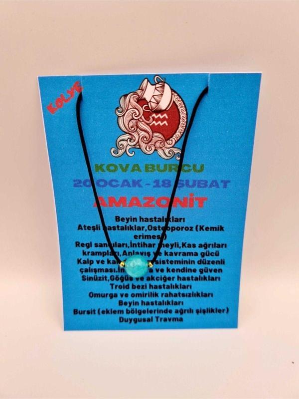 Sertifikalı Kova Burcu Amazonit Taşı Doğal Taş Kolye - Image 1