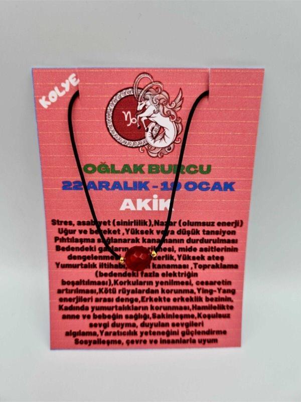 Sertifikalı Oğlak Burcu Turuncu Akik Taşı Doğal Taş Kolye - Image 1