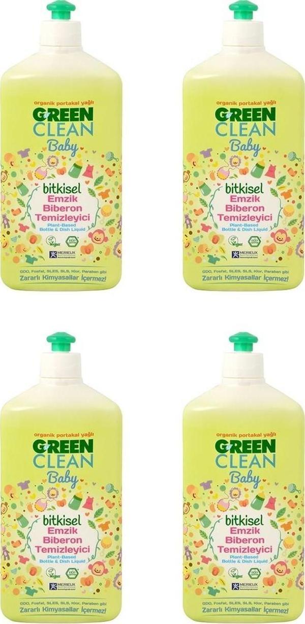 Green Clean Organik Portakal Yağlı Baby Biberon Emzik Temizleyici 500 ml 4'lü Set - Image 1
