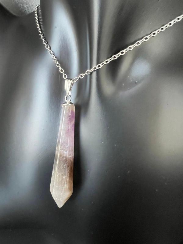 Sertifikalı Ametist Doğal Taş Pandül Kolye Zincir Hediyeli - Image 1