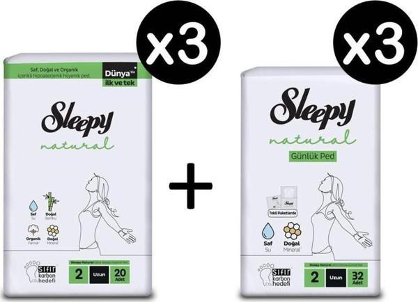 Sleepy Natural Hijyenik Ped Uzun 60 Adet Günlük Ped Uzun 96 Adet - Image 1