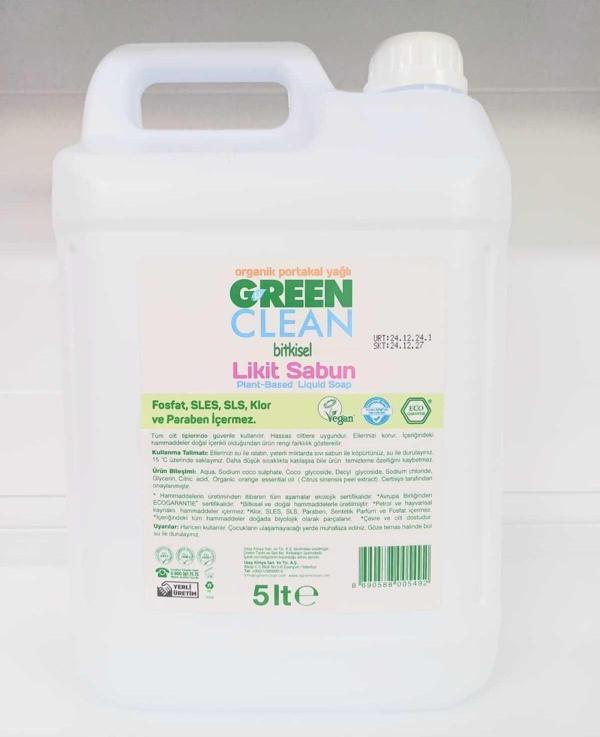 U Green Clean Organik Portakal Yağlı Bitkisel Likit Sabun 5 lt - Image 1