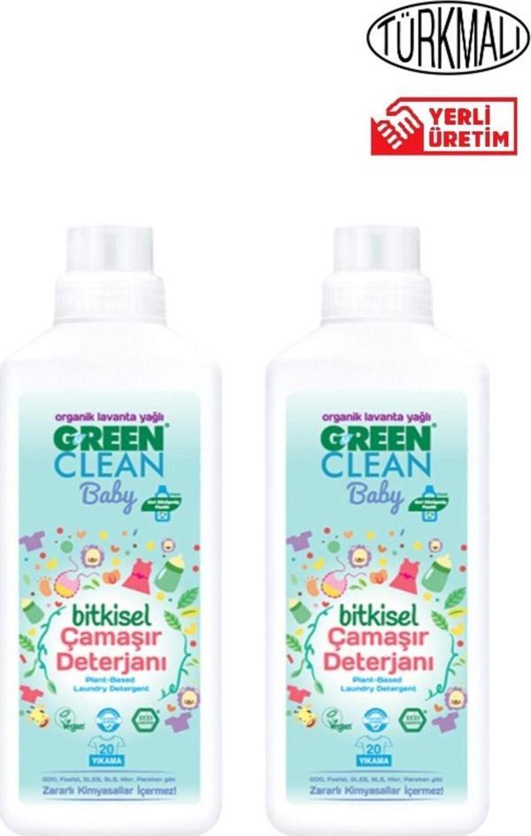 Green Clean Bitkisel Çamaşır Deterjanı Baby 2X1000 ML Lavanta Yağlı - Image 1