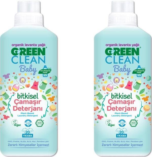 Green Clean Organik Lavanta Yağlı Baby Bitkisel Sıvı Çamaşır Deterjanı 1000 ml 2'li - Image 1