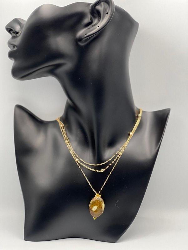 Sertifikalı Yosunlu Akik Doğal Taş Tasarım Kolye - Image 1