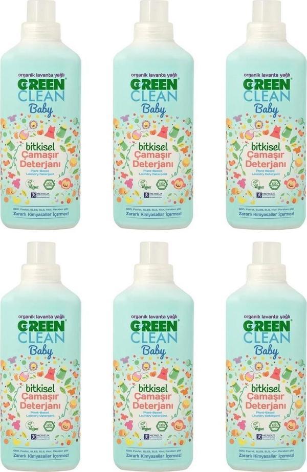 Green Clean Organik Lavanta Yağlı Baby Bitkisel Çamaşır Deterjanı 1000 ml 6'lı - Image 1