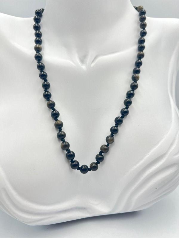 Sertifikalı Doğal Taş Obsidyen Taşı Kolye Aaa Kalite 6mm - Image 1