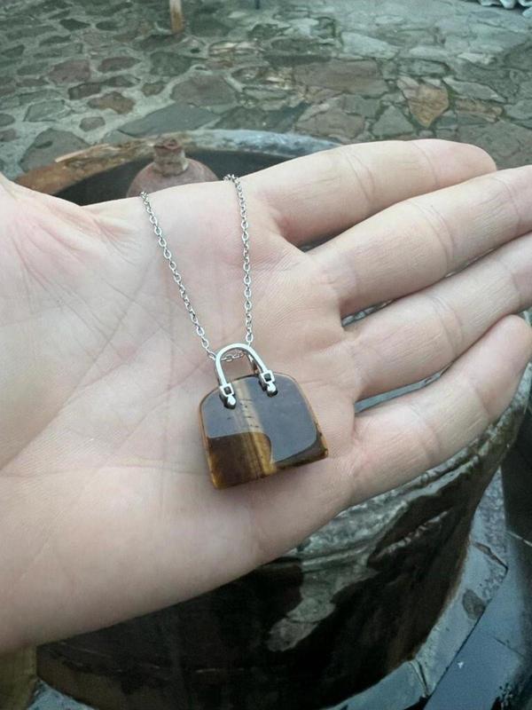 Sertifikalı Kaplan Gözü Doğal Taş Kolye Çanta Kesim - Image 1