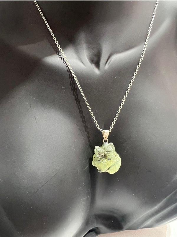 Sertifikalı Orijinal Işlenmemiş Doğal Taş Prehnite Kolye - Image 1