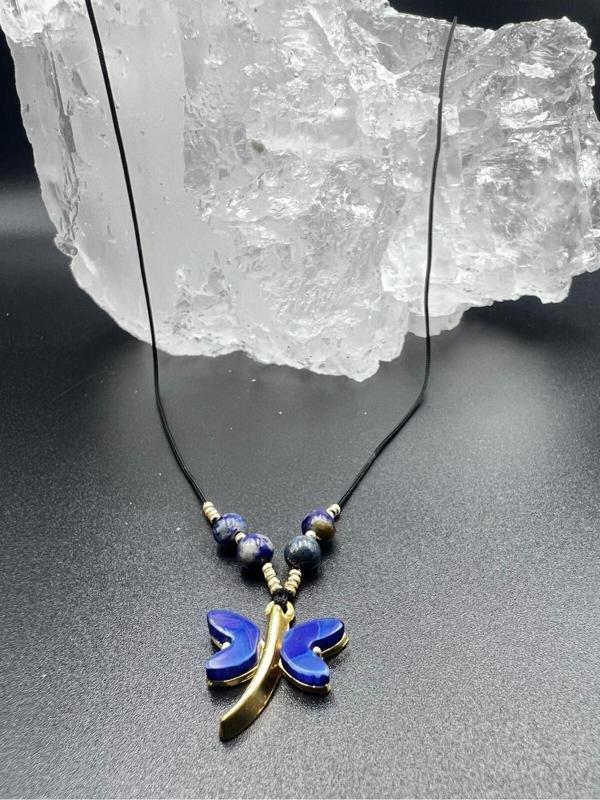 Sertifikalı Lapis Lazuli & Sedef Doğal Taş Tasarım Kolye Yusufcuk Detaylı AAA Kalite - Image 1