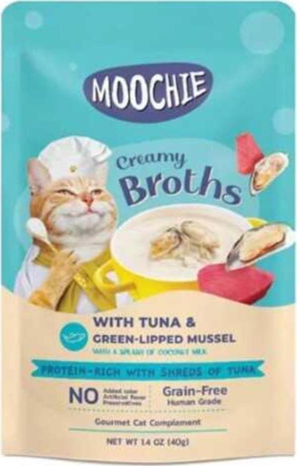 Moochıe Kedi Ödülü Çorbası Ton Balığı Yeşil Midye 40 Gr Premium Kaliteli Lezzetli Soslu Çorba - Image 1