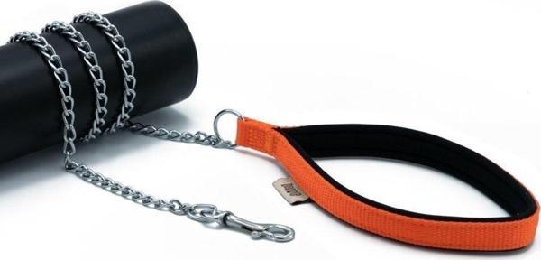 Doggie Konforlu Dokumadan El Yapımı Zincirli Köpek Gezdirme Kayışı 2X110Cm Turuncu - Image 1