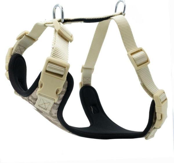 Doggie Petlove Havalı Dokumadan El Yapımı Köpek Göğüs Tasması M-2X55-65Cm - Khakı - Image 1
