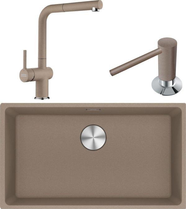 Franke Maris MRG 110-72 Granit Eviye-Active Plus Doccia 2.0 Armatür-Sıvı Sabunluk Üçlü Set Oyster - Image 1