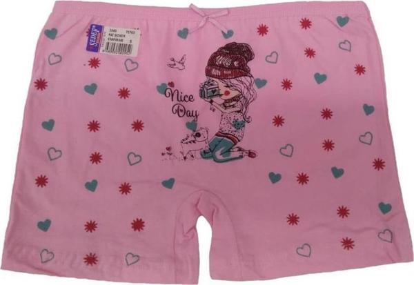 Sedef Yıldız Kız Çocuk Desenli Boxer Şort Boxer 1045 - Image 1