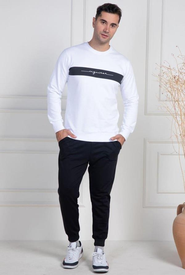 Mecit 2976 Beyaz İki İp Örme Spor Model Erkek Pijama Takımı - Image 1