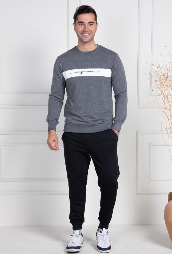 Mecit 2976 Gri İki İp Örme Spor Model Erkek Pijama Takımı - Image 1