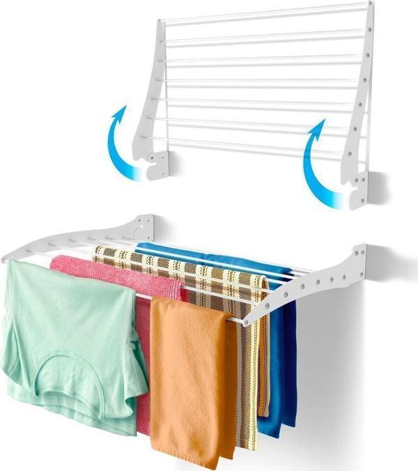 Unideco Roma Çamaşır Kurutma Askısı - Duvara Monte Katlanabilir Kurutmalık - 70 Cm - Image 1