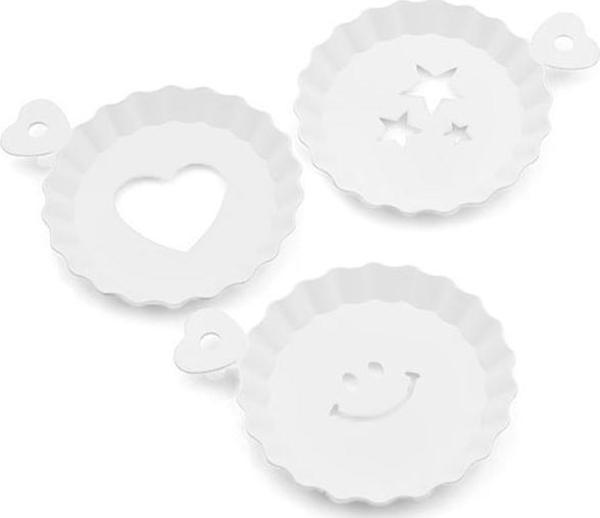 3lü Plastik Tatlı Kahve Pasta Süsleme Tabağı Kalıbı Şablonu Beyaz - Image 1