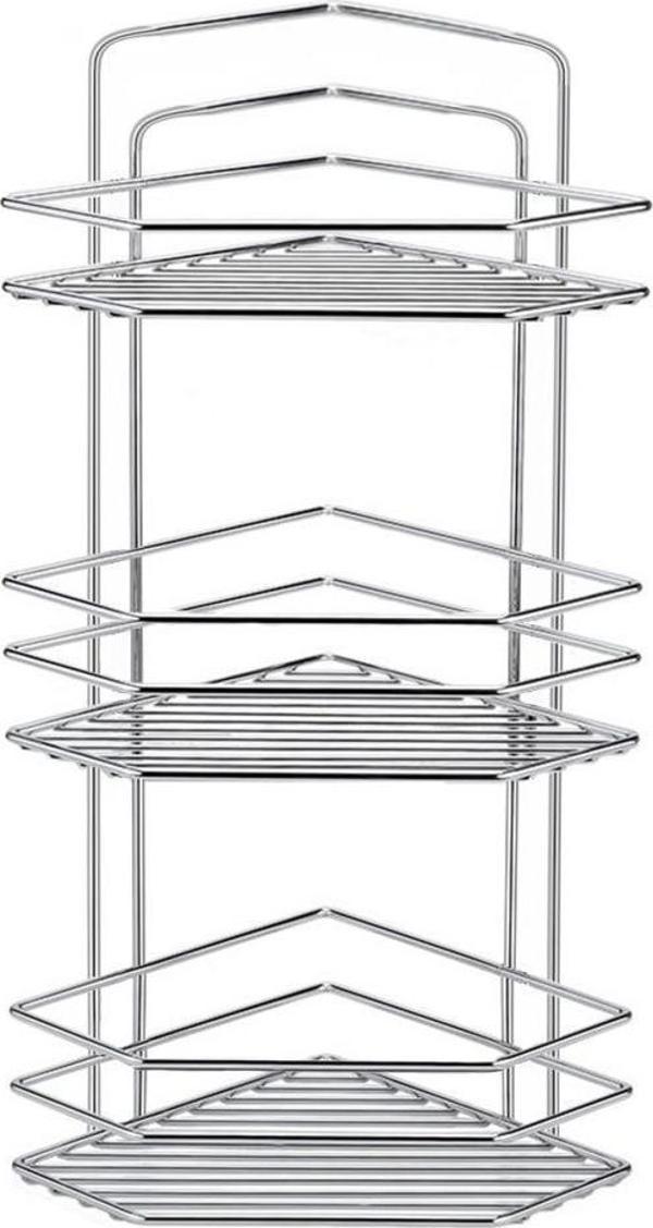Metal 3 Katlı Krom Beşgen Banyo Köşeliği Şampuanlık Organizer - Image 1
