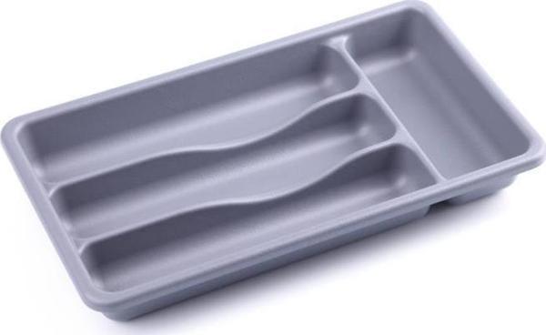 Plastik 4 Bölmeli Gri Çekmece İçi Kaşıklık Organizer Düzenleyici 36CM×20CM - Image 1