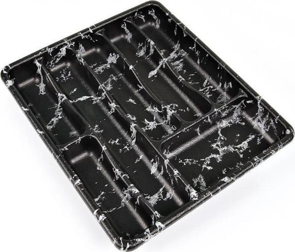 Plastik 7 Bölmeli Siyah Çekmece İçi Kaşıklık Organizer Düzenleyici 36CM×31.5CM - Image 1