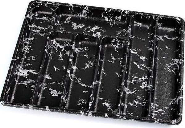 Plastik 7 Bölmeli Siyah Çekmece İçi Kaşıklık Organizer Düzenleyici 50CM×37CM - Image 1