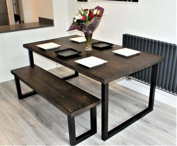 KUZELA  Metal Ahşap Yemek Masası - Image 1