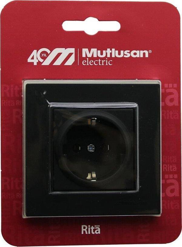 MUTLUSAN RİTA-2220 600 0284B BLİSTERLİ - KARTLI SİYAH - TOPRAKLI PRİZ ÇERÇEVELİ-Findit - Image 1