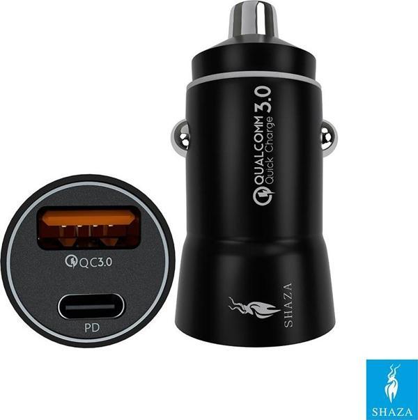Shaza PD 20W TYPE-C + USB 18W Çıkışlı Hızlı Araç Şarj Cihazı Çakmak Şarj - Image 1