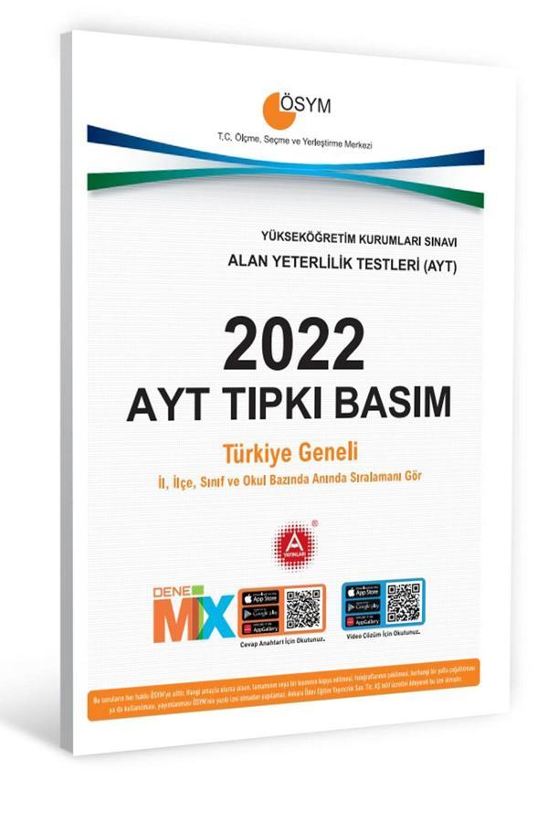 A Yayınları 2022 AYT Tıpkı Basım (Alan Yeterlilik Testi 2022 Yılı Sınav Soruları) - A Yayınları - Image 1