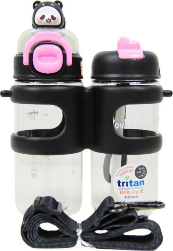 Shotay Su Matarası 2 Bölmeli Tritan Siyah 900Ml - Image 1