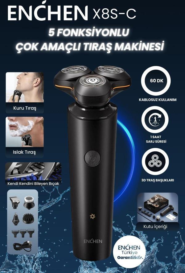 Enchen X8S-C 5 İ 1 Arada Islak Kuru Kullanıma Uygun Şarjlı Çoklu Tıraş Seti - Image 1