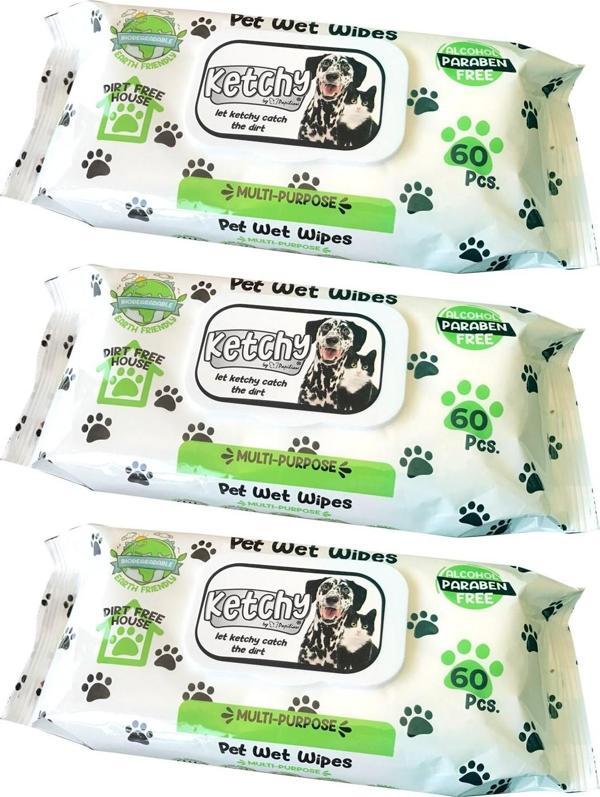 Ketchy Kedi - Köpek Islak Mendili 60 lı x 3 Adet - Image 1