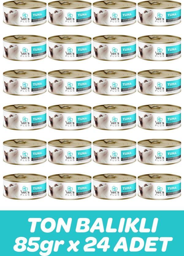 Vet's Plus Optimal Nutrition Ton Balıklı Tahılsız Kedi Konservesi 85gr (24 Adet) - Image 1
