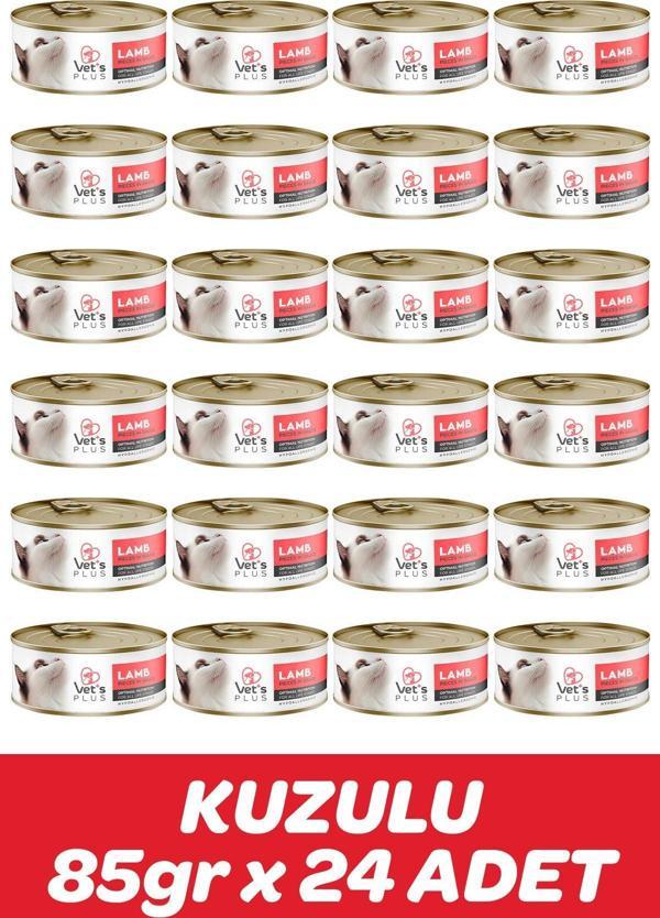Vet's Plus Optimal Nutrition Kuzu Etli Tahılsız Kedi Konservesi 85gr (24 Adet) - Image 1