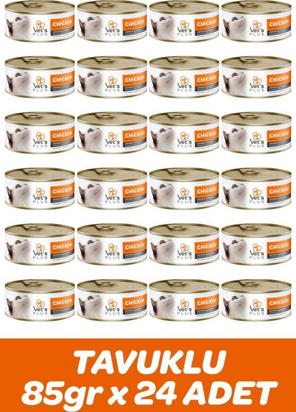 Vet's Plus Optimal Nutrition Tavuk Etli Tahılsız Kedi Konservesi 85gr (24 Adet) - Image 1