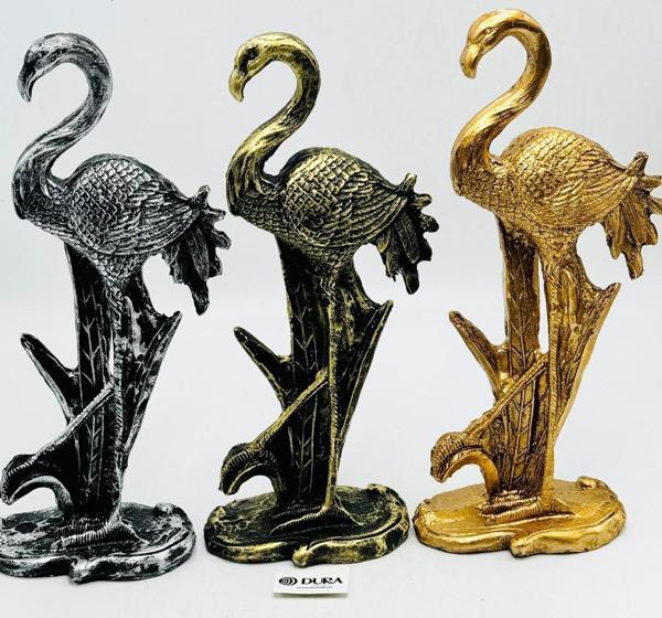 Polyester Gümüş Büyük Flamingo Biblo 46 cm - Image 1